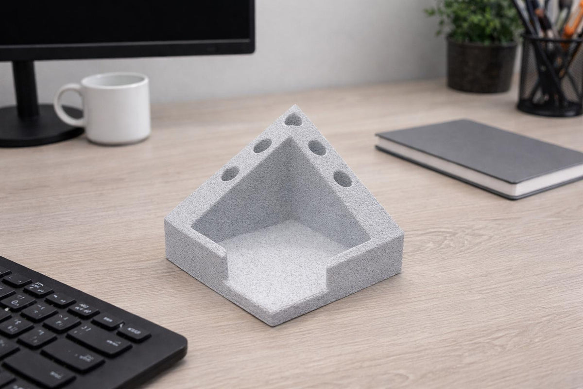 Modern Desk Organizer | Minimalist Pen & Sticky Note Holder | Handmade Office Accessory