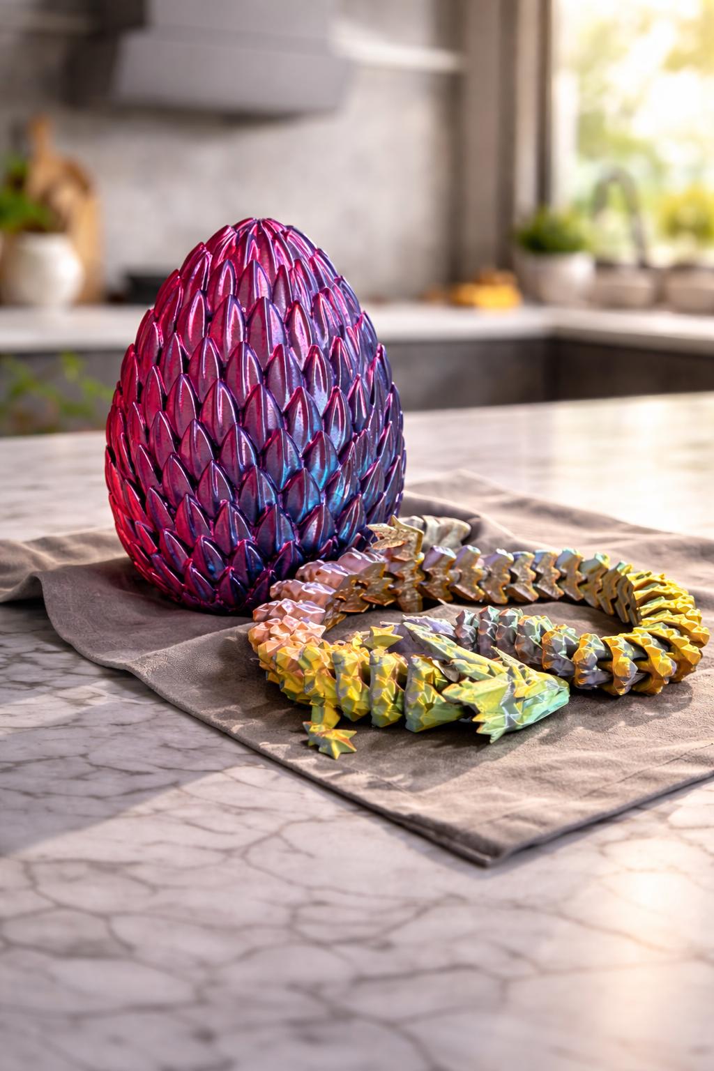 3D Printed Flexi Dragon and Dragon Egg