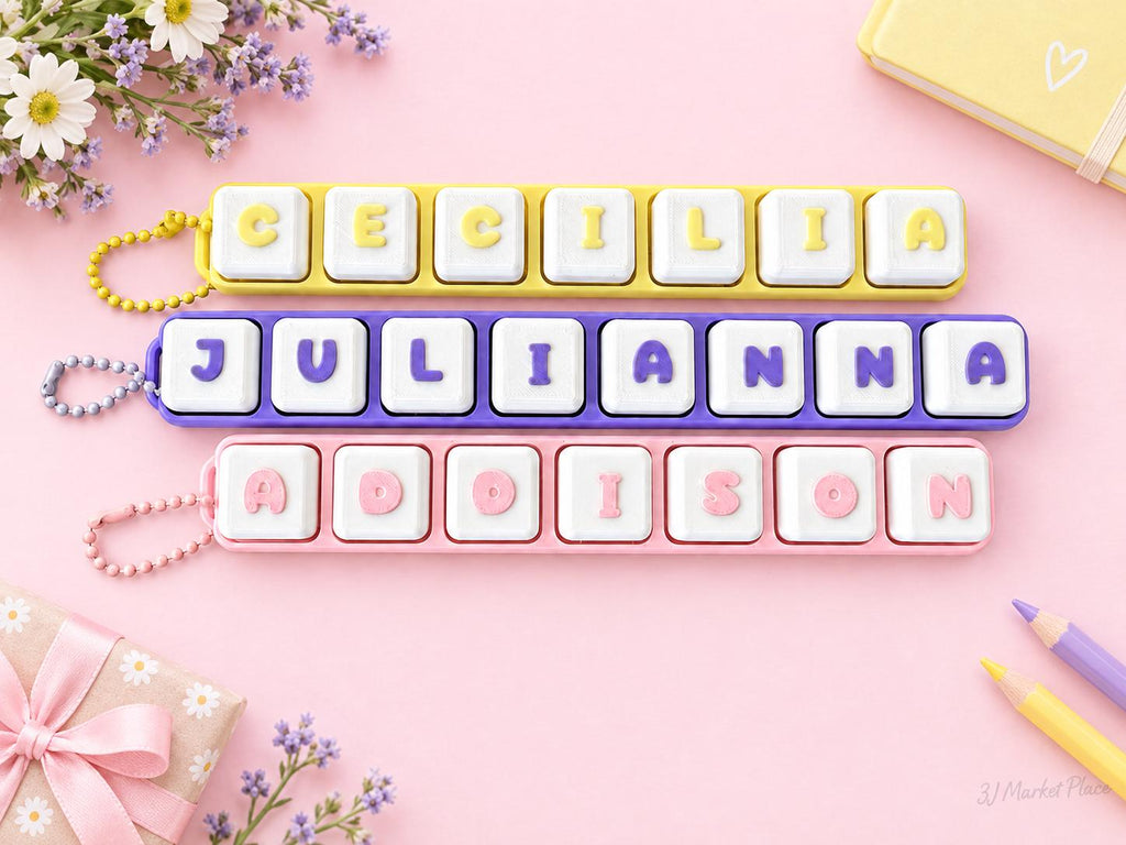 Personalized Name Clicker Keychain | Custom Letter Fidget Keychain | Personalized Backpack Charm | Sensory Fidget Toy | Gift for Kids
