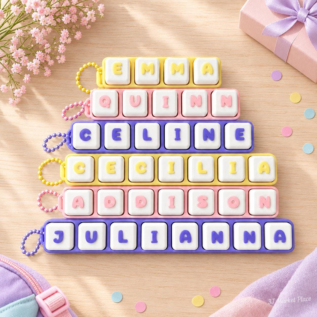 Personalized Name Clicker Keychain | Custom Letter Fidget Keychain | Personalized Backpack Charm | Sensory Fidget Toy | Gift for Kids